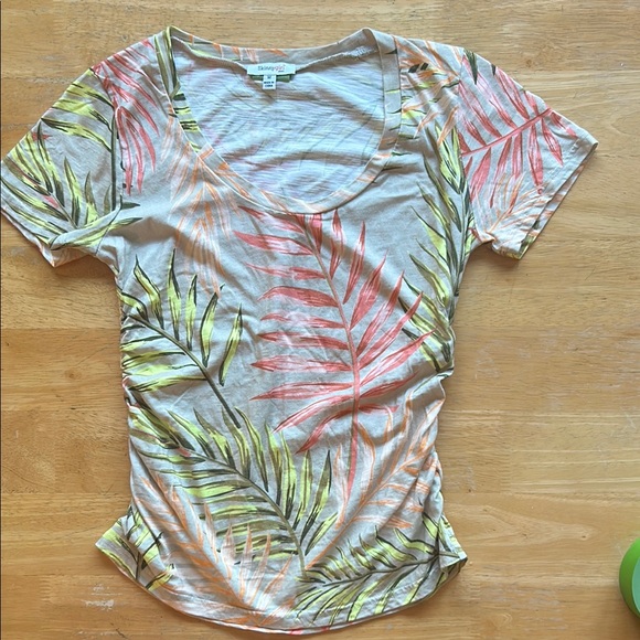 Skinnygirl Multicolor Leaf Print Top SM - Picture 4 of 11
